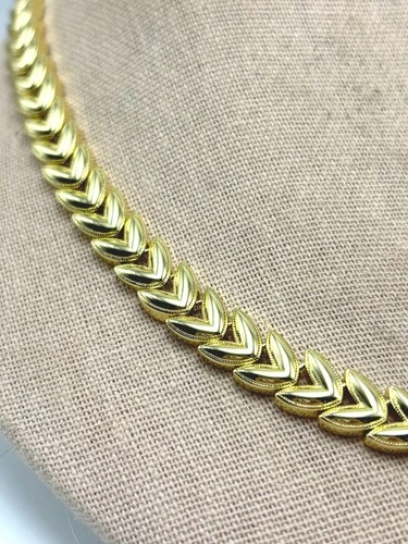 BELLEZZA 18" Goldtone Bronze Cast Link Line Necklace - Leaf - NWT image 8