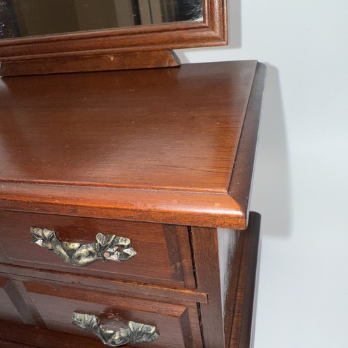 Vtg 2-Drawer Jewelry Chest w/Mirror Music Box Dresser Style Yellow Velvet 11.5”H - Picture 13 of 14