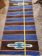 All Wool Hand Woven Vintage Navajo Indian Textile Rug Striped