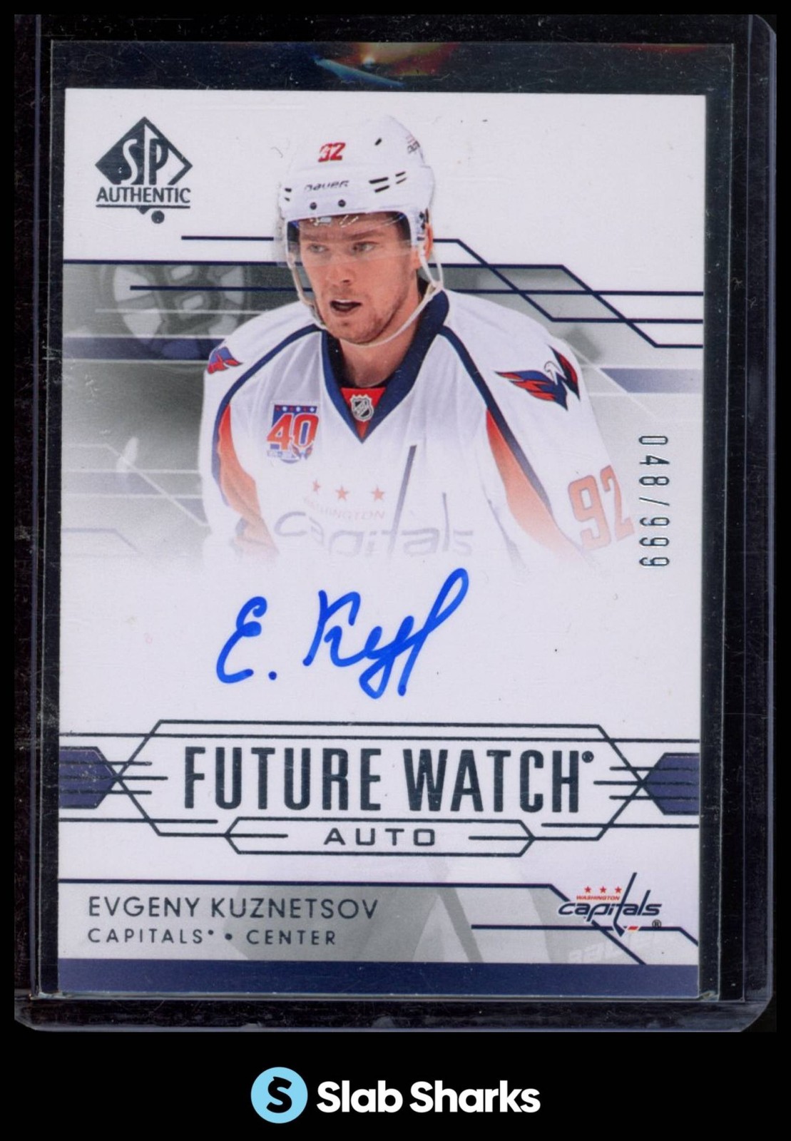 2014 SP AUTHENTIC #288 EVGENY KUZNETSOV FUTURE WATCH AUTO ROOKIE RC /999