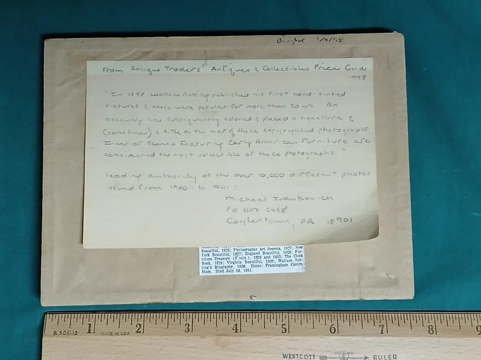 FOTOGRAFÍA coloreada a mano c1900 Wallace Nutting 'Affectivamente tuya' enmarcada Foto 3 de 4