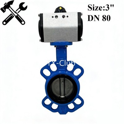 3'' DN80 NEW Double Acting Pneumatic Butterfly Valve Wafer Type EPDM Sealing