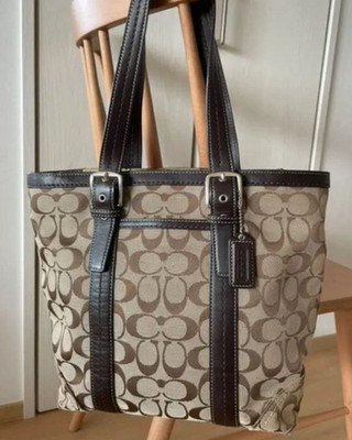 COACH Hampton Signature Tote Bag F12645 Beige Canvas Authentic item from Japan