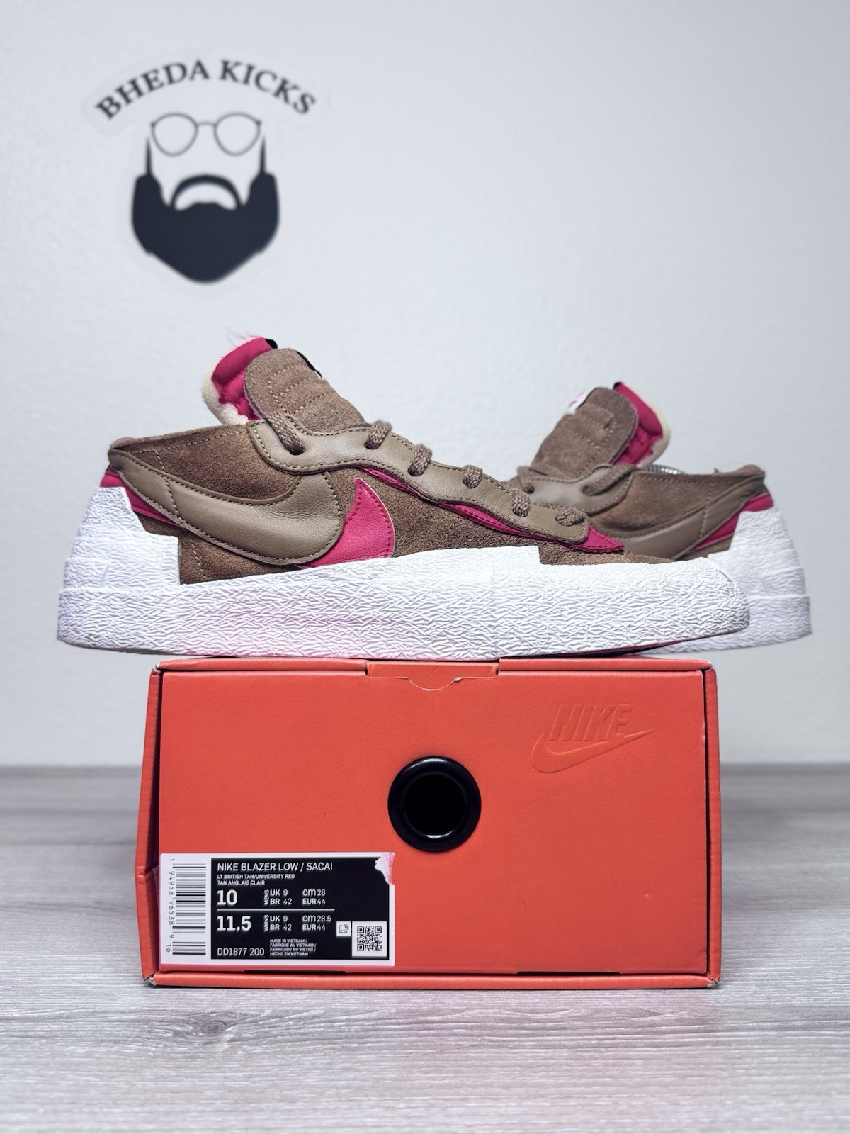 SACAI X NIKE Taglia 10 Nike Blazer Low x Sacai British Tan Uomo British Tan DD1877 200