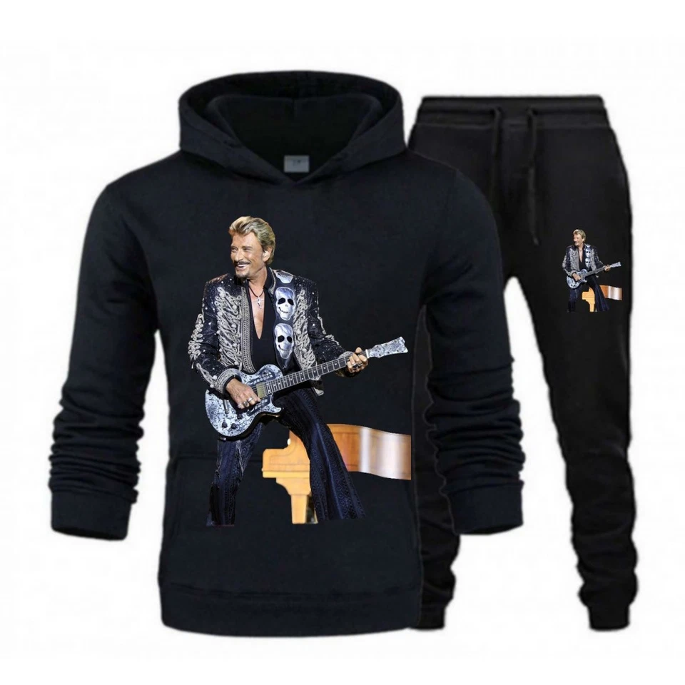 NPZ Jogging survêtement Johnny Hallyday homme noir