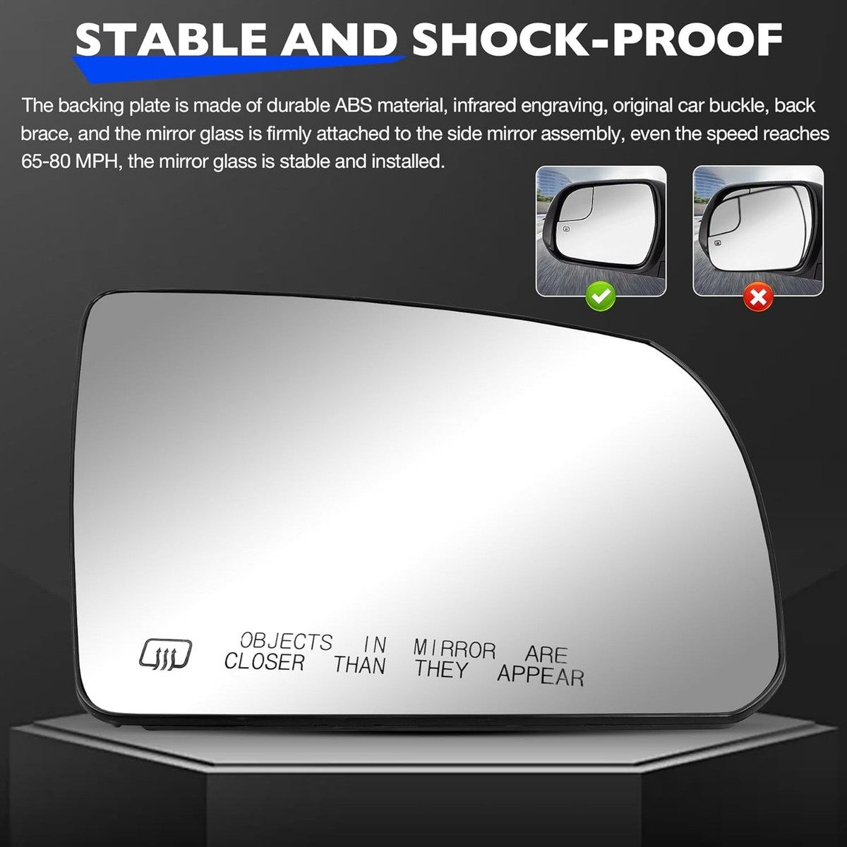 Passenger Side Rear View Mirror Glass Heated For 2007-21 Toyota