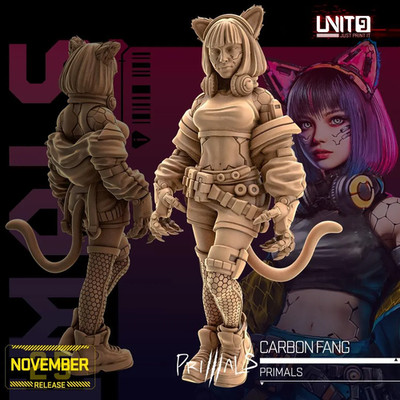 Primal Carbon (Cat girl?) 2 Poses available! - 28/32mm - Unit9 - Cyberpunk
