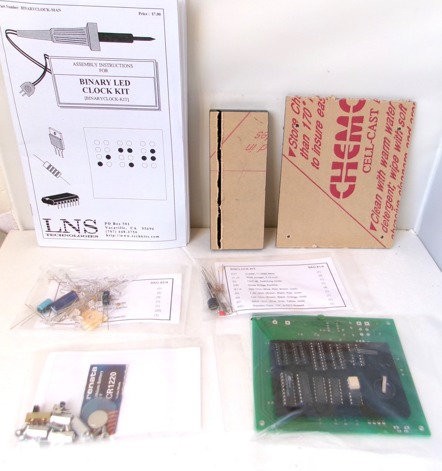 LNS Technologies Binary LED Clock DIY Kit New Unbuilt Electronics Project