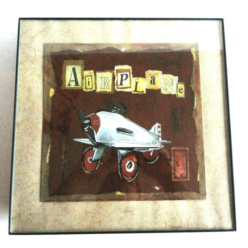 Childrens Framed Art Boys Room Airplane Rocking Horse Red Wagon Tricycle Nursery - Image 2 of 4