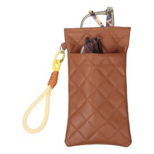 Double Eyeglasses Case Pouch with Carrying Strap, Brown