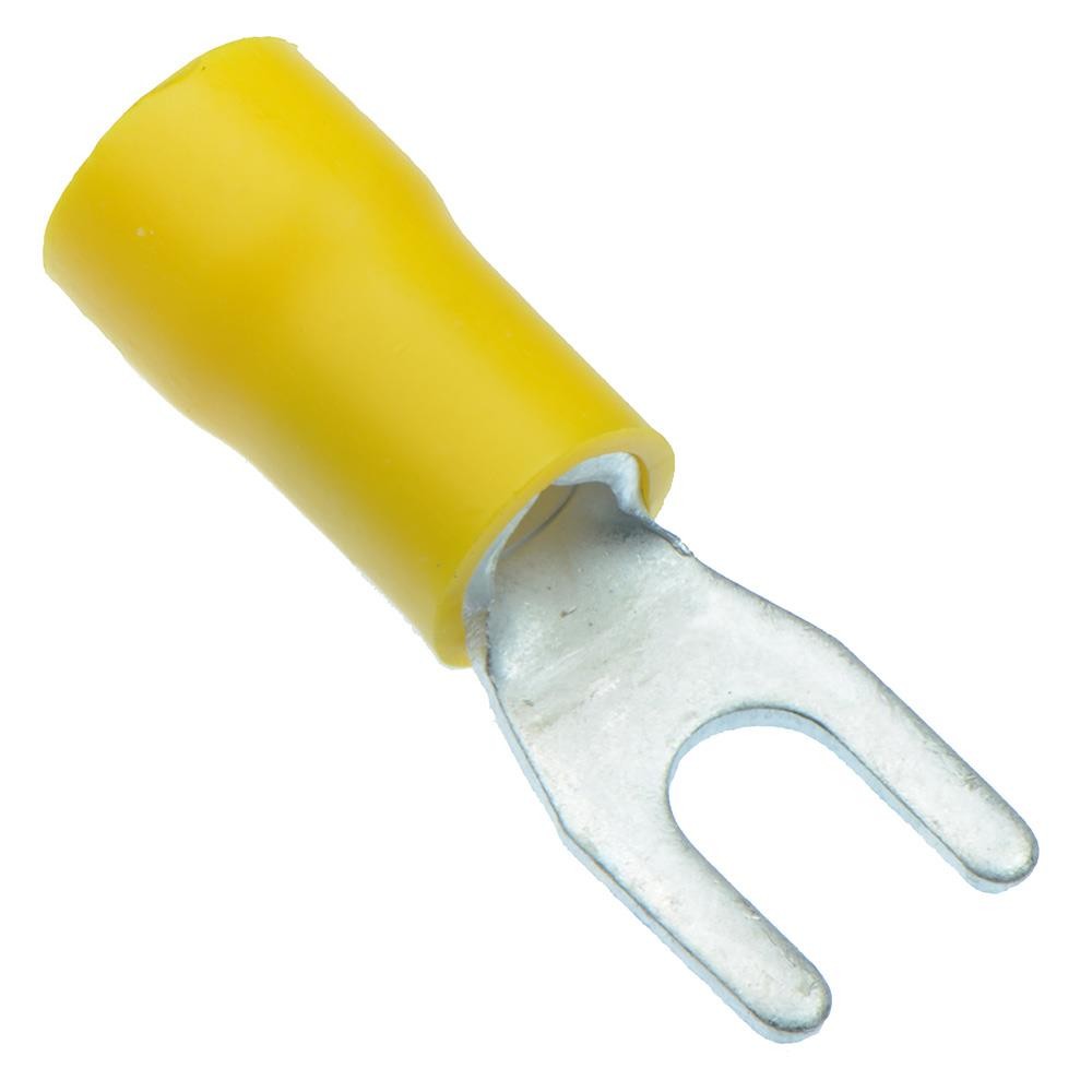50 x Yellow 4.3mm Insulated Crimp Fork Terminal