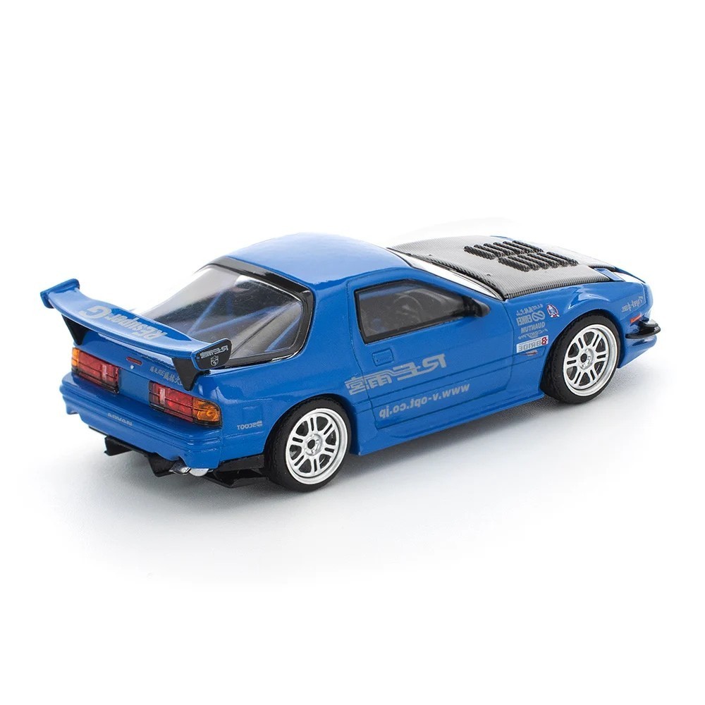 Pop Race 1:64 Mazda RX7 FC3S RE-Amemiya Blue with Carbon Top Model Car PR640290