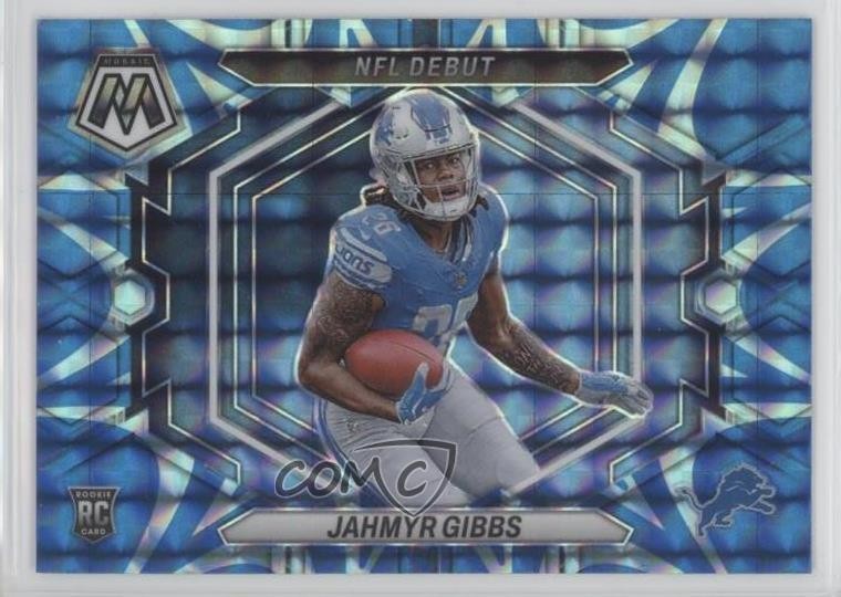 2023 Panini Mosaic NFL Debut Reactive Blue Prizm Jahmyr Gibbs #ND-10 Rookie RC