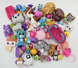 Junk Drawer Toy Lot - Barbie Pets, Hatchimals, Squinkies, Ect... 63 Piece Lot