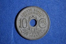 1945 B France 10 Centimes Zinc Coin #M24741