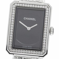 CHANEL WATCH H4877 BOYFRIEND TWEED DIAMOND BEZEL QUARTZ STAINLESS STEEL WOMEN'S