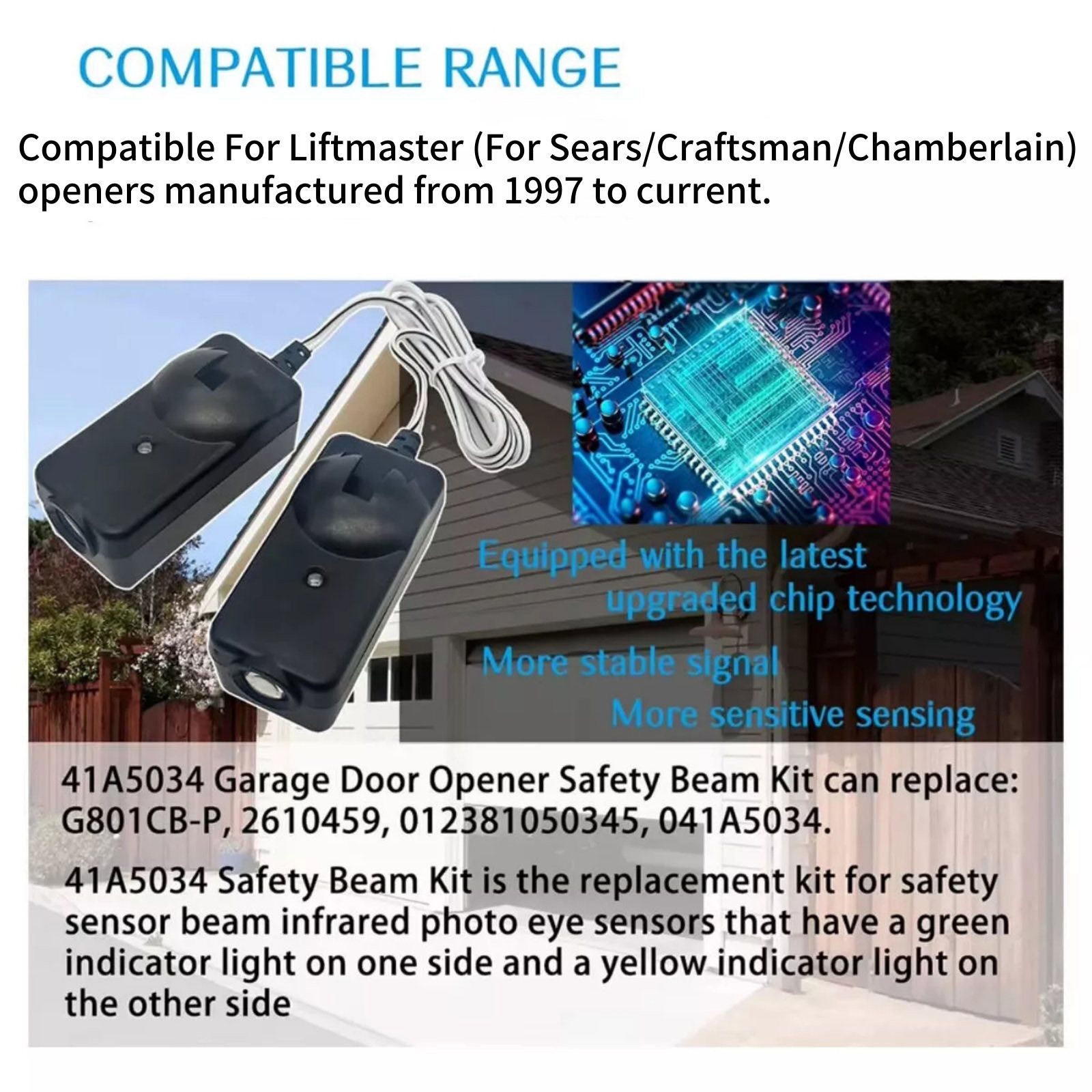 1set Safety Sensor Kit G801CB-P For Craftsman/Chamberlain/Liftmaster Garage Door