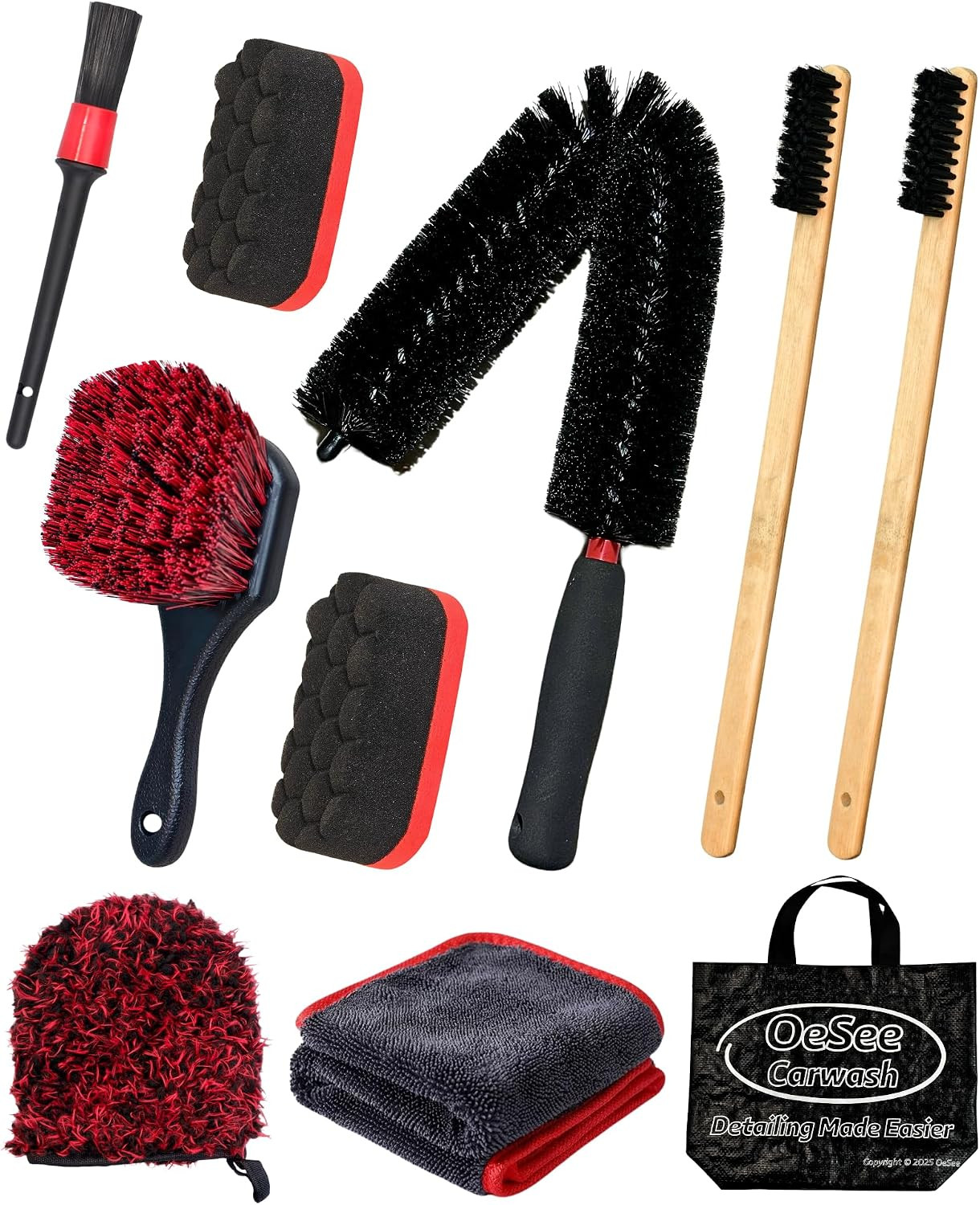 10PCS Engine Bay Cleaning Kit, Professional under Hood Detailing Tools with Long