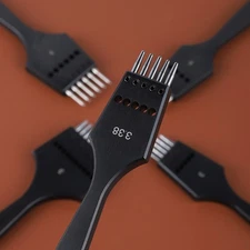 WUTA 3.38mm Removable Circle Leather Hole Punch Chisel Pricking Iron Punches Set