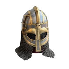 Handmade Viking Helmet Steel with Chainmail Aventail Wearable Medieval Armor