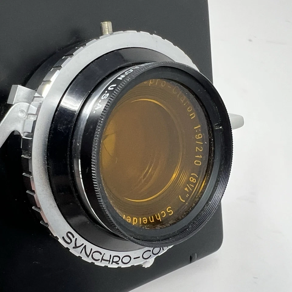 Lente Schneider Repro-Claron 210 mm F9 montada en placa gráfica 4x5 Synchro Compur Foto 4 de 4
