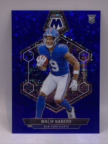 2024 Panini Mosaic Rookies No Huddle Blue Prizm #/75 Malik Nabers #306 Rookie RC