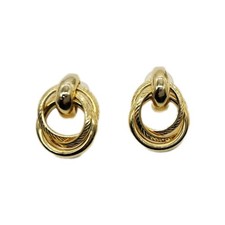 Rope Hoop Earrings twisted triple Hoop Gold tone Dangle Chunky Couture Vintage