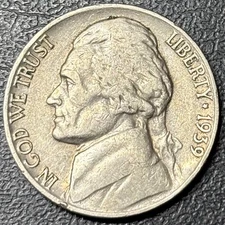 1939 Jefferson Nickel • Fine to Very Fine • Philadelphia Mint • Pre-War 5C Coin