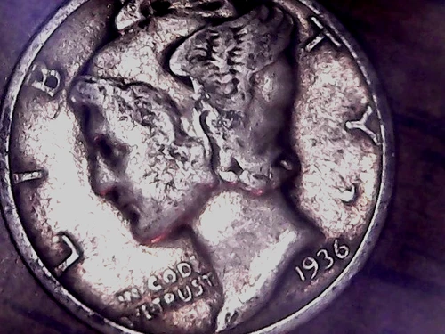 1936  SILVER MERCURY DIME - GRADES "VERYFINE"