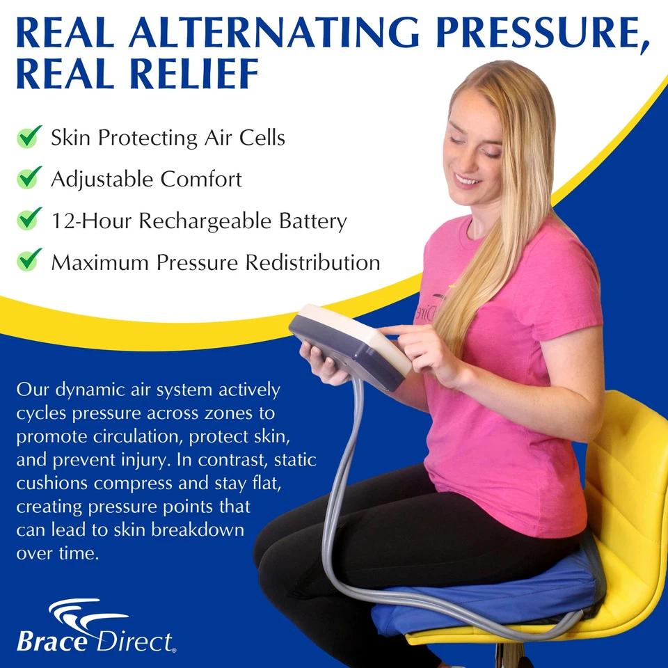 Cojín de celda de aire para asiento de silla de ruedas para aliviar el dolor por presión - Promueve el flujo sanguíneo Foto 2 de 4