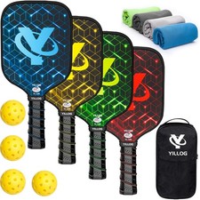 Pickleball Paddles Set of 4, USAPA Approved Fiberglass Rackets