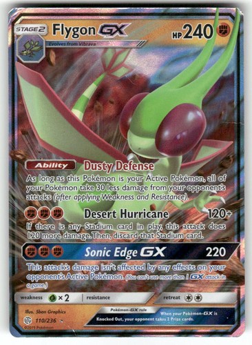 FLYGON GX - 110/236 - Damaged - Cosmic Eclipse - Holo GX Rare - Pokemon