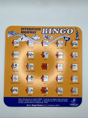 Vintage Regal Games Interstate Highway Travel Bingo 1 board USA-FUN! Made in USA