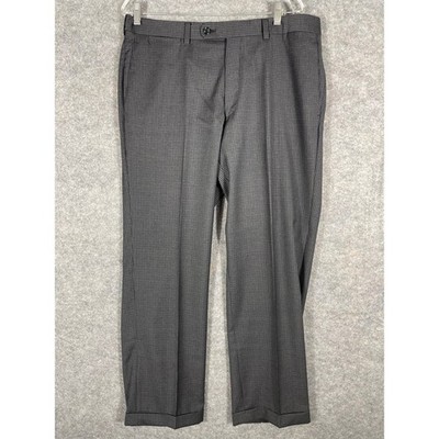 Williamson's Clothier Men's Gray Houndstooth Wool Dress Pants, Size 34R