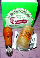Vintage Authentic Speedy Stitcher Sewing Awl Tool Kit Steel Bobbin USA Made NOS