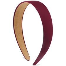 Satin Headbands For Women Girls Red Burgundy Plain 1.18 Inch Wide Non Slip