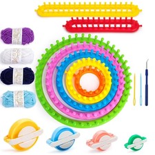 Round Knitting Looms Set, Set of 18PCS Supplies with Hook Needle, Pompom Make...