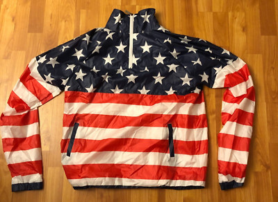American Summer Clothing Company Flag Quarter Zip Men s Size M Jacket Patriotic