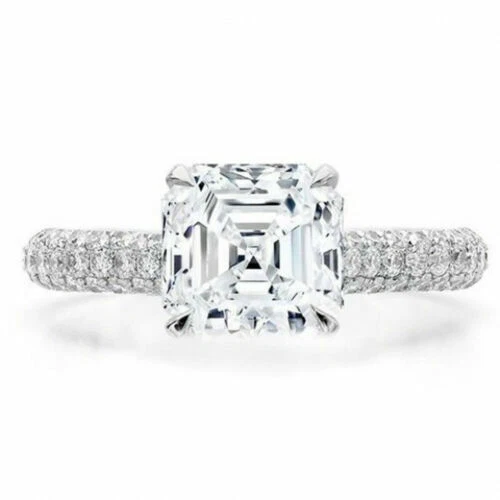 Asscher Solitaire Fine Diamond Rings