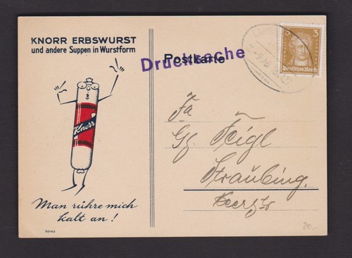dekorative Firmenkarte der Firma Knorr DR EF Mi.386 mit Bahnpoststempel