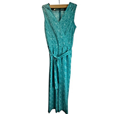 Talbots Womens Sz 6 Sleeveless Belted Jumpsuit Turquoise Floral Coastal NWT $129