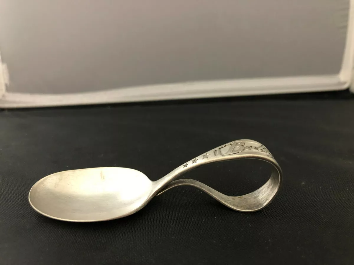 Vintage Imperial Silver Plate Curved Handle Baby Toddler Spoon