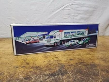 Vintage 1997 Hess Gasoline Toy Truck And 2 Racers New