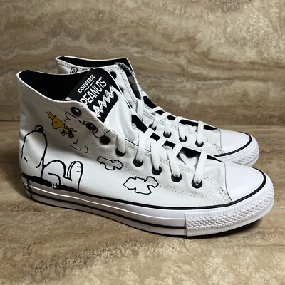Snoopy Converse High Top Shoes Custom Snoopi Embroidered Converse High Tops, Peanuts Cartoon Shoes, Gift  For Her