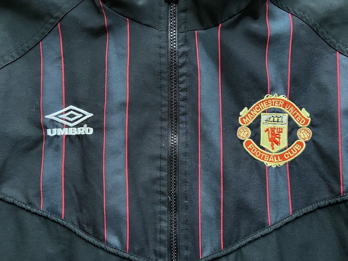 MANCHESTER UNITED 90s HOME FOOTBALL SOCCER TRACK JACKET UMBRO sz L