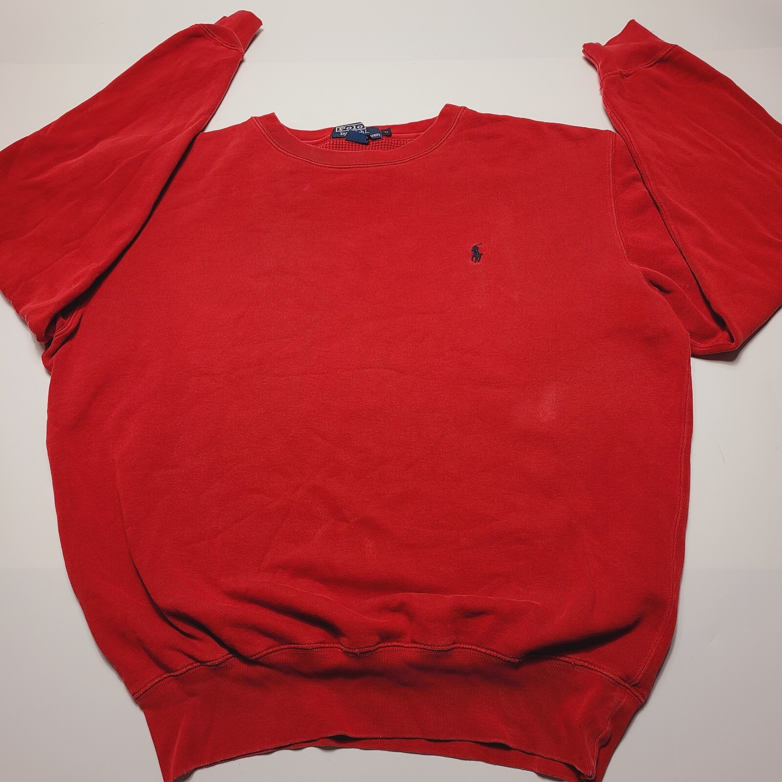 Polo Ralph Lauren vintage felpa uomo piccola rossa girocollo logo pony anni 90