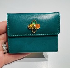 Vintage Judith Leiber Green Leather Small Foldable Wallet