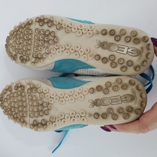 GEOX Respira Trainer Leather Blue Suede Sneaker EUC! Sz 5 - Picture 6 of 11