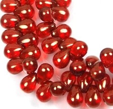 50 Czech Glass Teardrop Beads - Sunset Maple 6x4mm