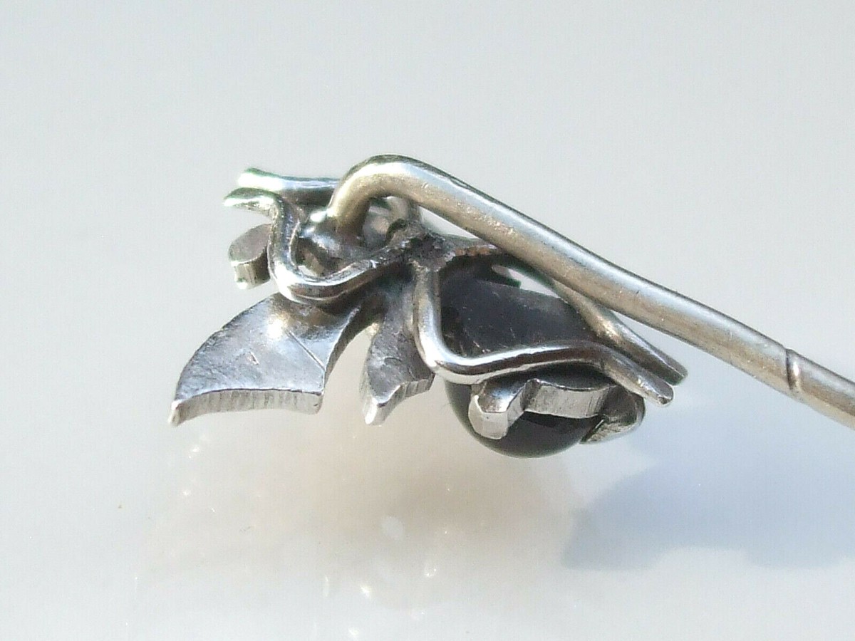 Épingle Ancienne XIXe Siècle Insecte Volant En Argent Et œil De Tigre - Nettoyée, Très Bon état